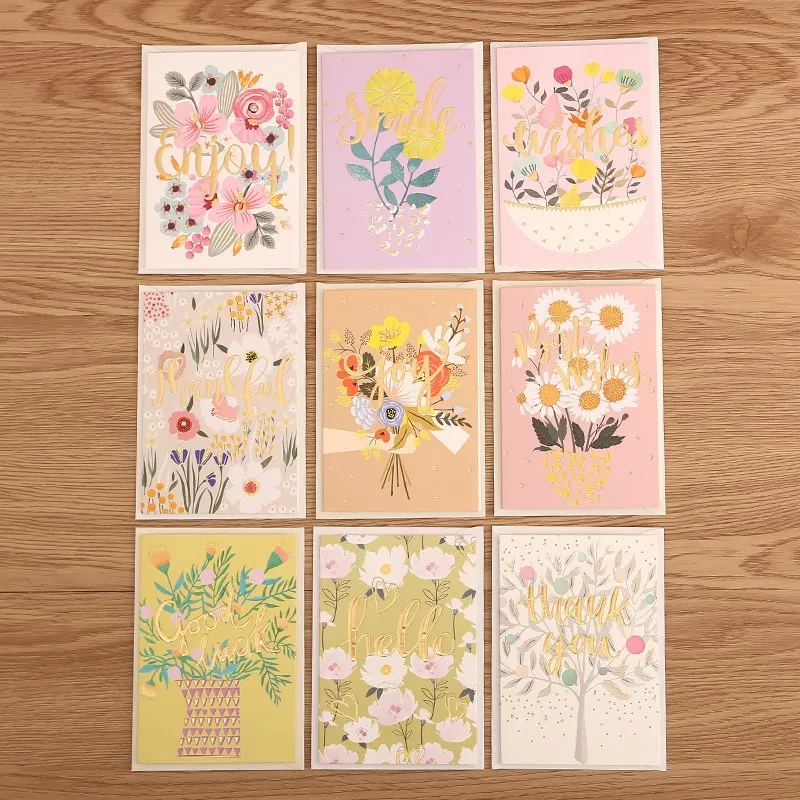 Упаковка из 9 разных цветов пустые поздравительные открытки с благодарностью приглашения с конвертами для дня рождения свадьбы