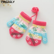 Теплые вязаные зимние перчатки для малышей зимние толстые варежки для девочек и мальчиков детские перчатки с полными пальцами аксессуары для малышей перчатка для младенца