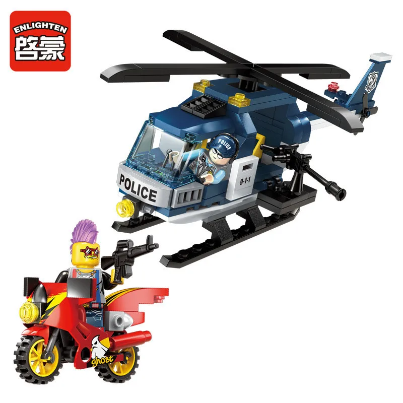 

ENLIGHTEN 111Pcs Police Series Thunder Sniper Building Blocks Police Toy Helicopter Toys for Children