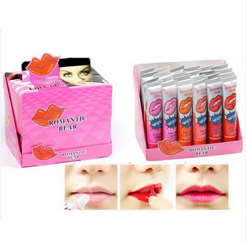 

48PCS Batom Labiales lip kit Waterproof Lipgross Romantic Bear Makeup Batom Mate Maquiagem Long Lasting Lip Mask My Lip Tint