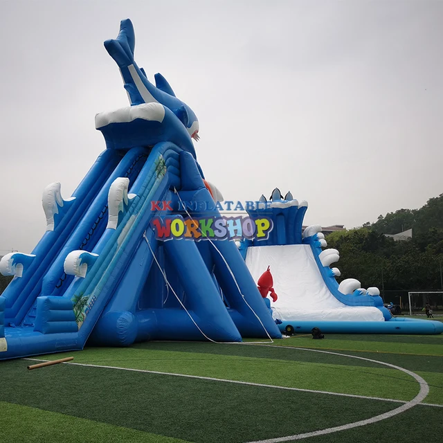 Oman Style Commercial Inflatable Dragon Flying Water Slide Combo Long Water Slide With Landing Pool 1
