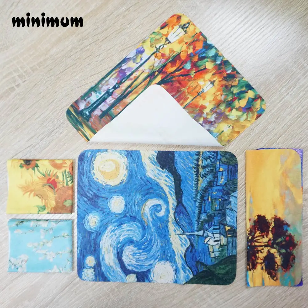 15pcs Retro oil painting Glasses Cloth Microfiber Clean Lens Dust Wiper Camera Screen Cleaner Soft Suede Deer skin flannelette (10)