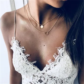 

LUSION Trendy Circle Multi-layer Necklace For Women Statement Necklaces & Pendants Choker Jewelry Summer Beach Gifts 2019 New