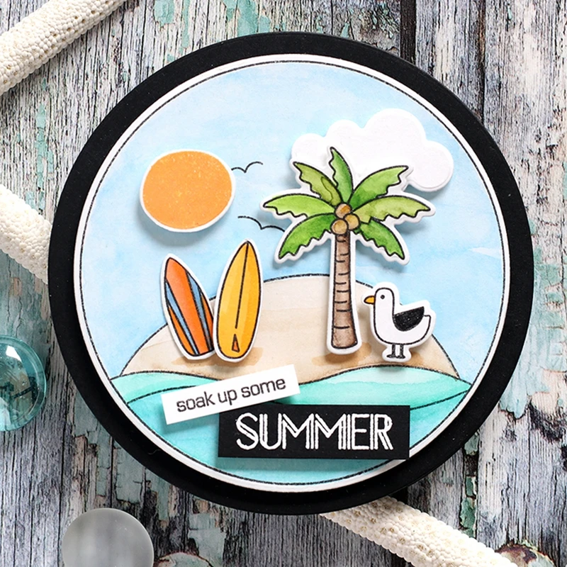 

Sea Palm Sunshade Transparent Clear Silicone Stamp/For DIY Scrapbooking/Photo Album Decorative Card Making Clear Stamp