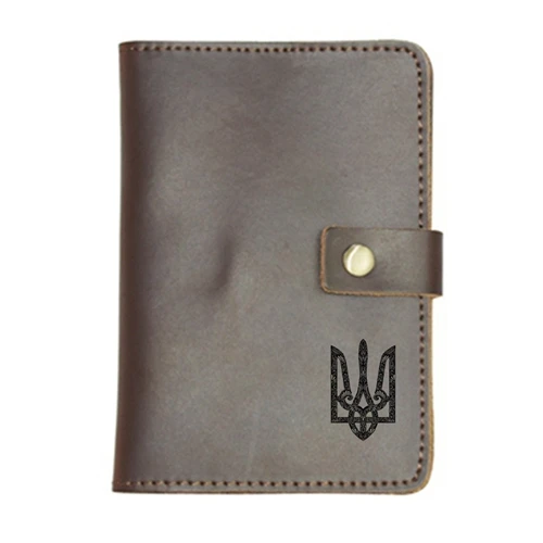 Выгравированные эмблемы Украины Обложка на паспорт новые Crazy Horse кожаные держатели для карт дорожные бумажники, подходят для паспорта Обложка с застежкой - Цвет: brown