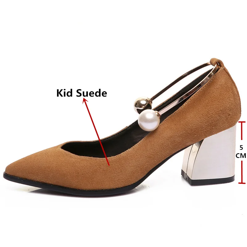Femme Décoration En Pompes Mariage Conasco 1 Parti Femmes Élégant Suédé De Hauts Bout Chaussures Talons Noir Cuir Bal Pointu Perle RwOA8qwx
