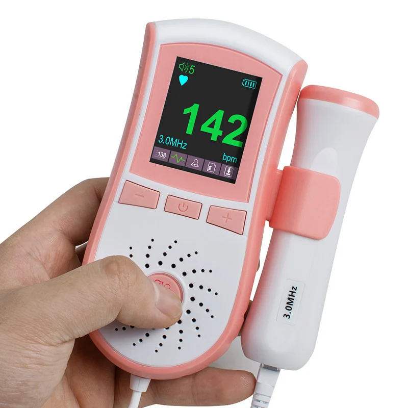 Розовый фетальный допплер пренатальный монитор для детского сердца 3 МГц зонд двойной интерфейс дисплей цветной ЖК-дисплей карман