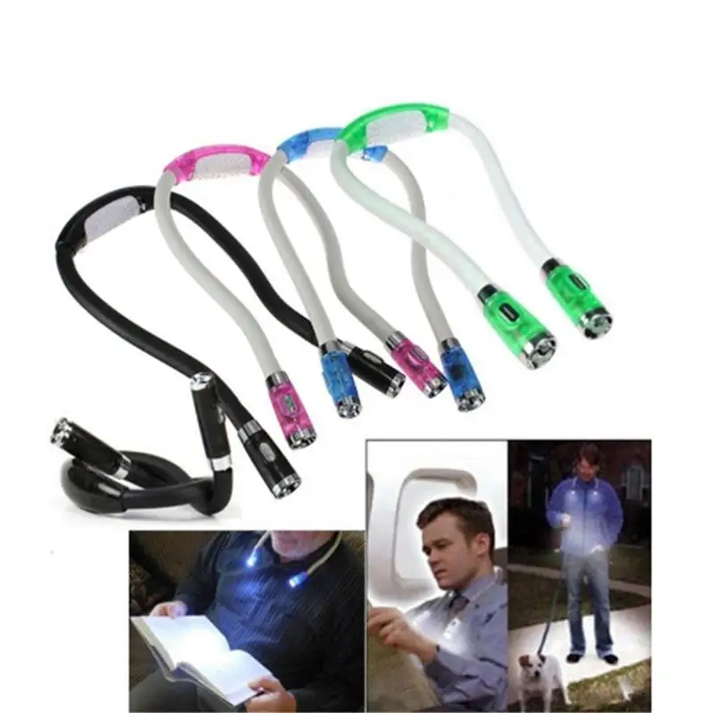 

1PC Colorful Light Neck Book 4 LED Night Lamp Torch For Study Reading Flexible Adjustable Hug light Book Lights ZJC9842