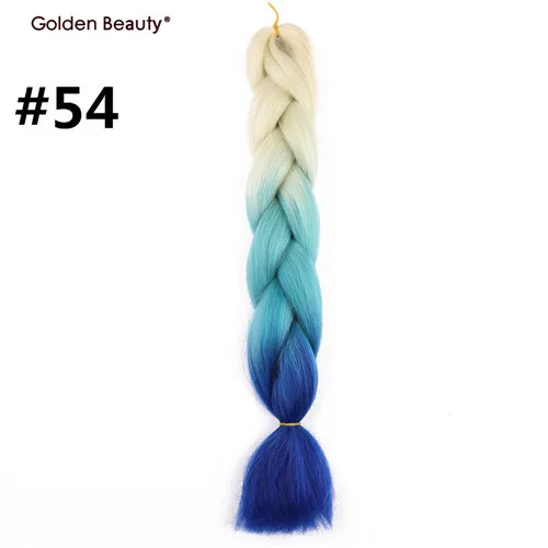 2" вязание крючком косы длинные, радужной расцветки косы цветные синтетические накладные волосы термостойкие объемные волосы для плетения Jambo золотой красоты - Цвет: #31