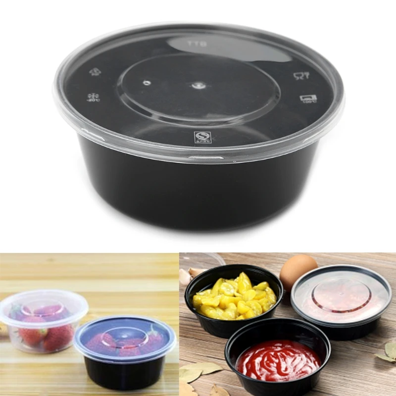 

NEW 10Pcs Plastic Disposable Lunch Soup Bowl Food Container Storage Box With Lids