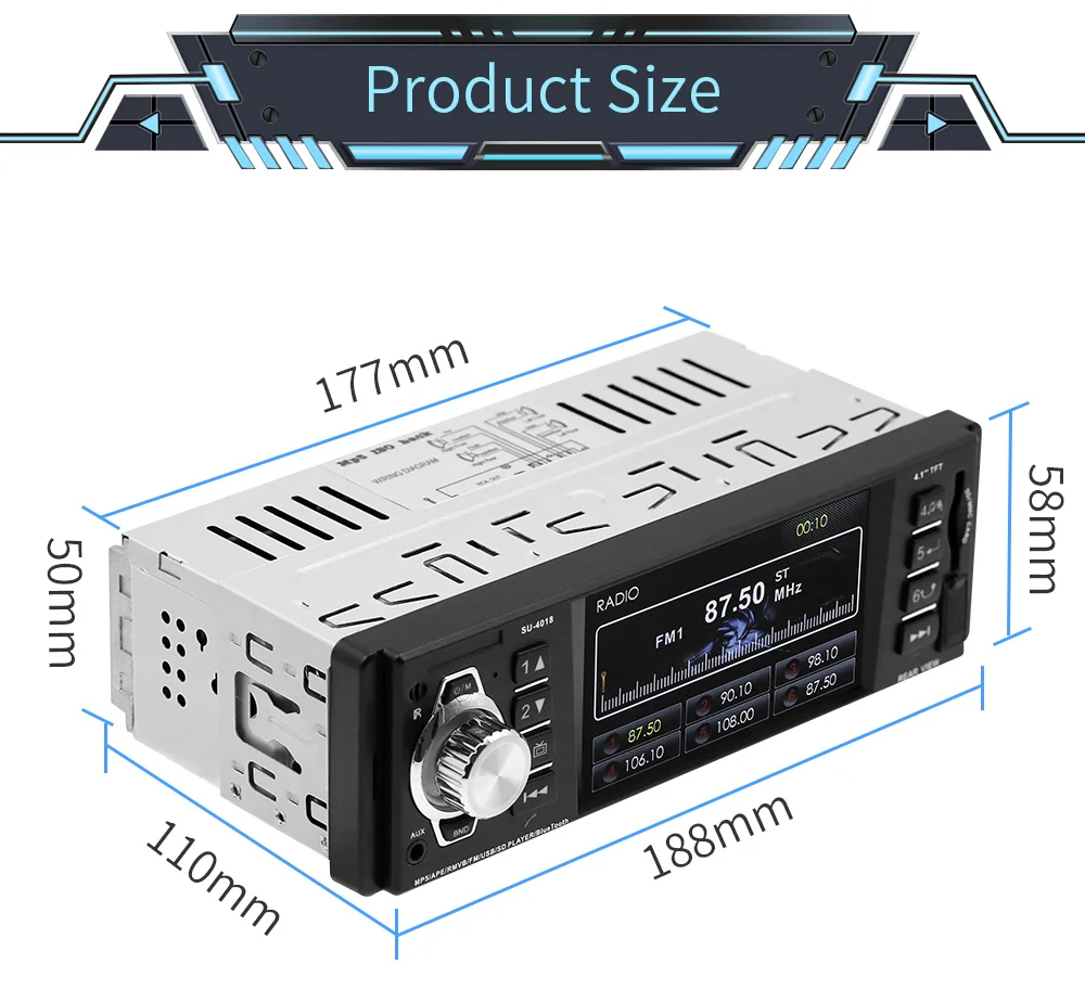 Авторадио MP5, радио, стерео, FM, AUX вход, автомобильное радио, Bluetooth, громкая связь, вызов, автомобильное аудио, 1 Din, обратное изображение, USB, TF, авто радио