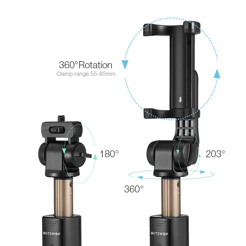 BlitzWolf 4 в 1 BW-BS3 Спортивная Bluetooth-гарнитура Selfie Stick Выдвижная складная беспроводная штатив-монопод для Gopro 8 7 6 Osmo Action для iPhone 11 X Xiaomi 9 Huawei P30 Pro смартфон Samsung