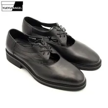 Британские джентльменские офисные туфли из натуральной кожи; летние сандалии ручной работы; мужские свадебные модельные туфли со шнуровкой на блочном каблуке