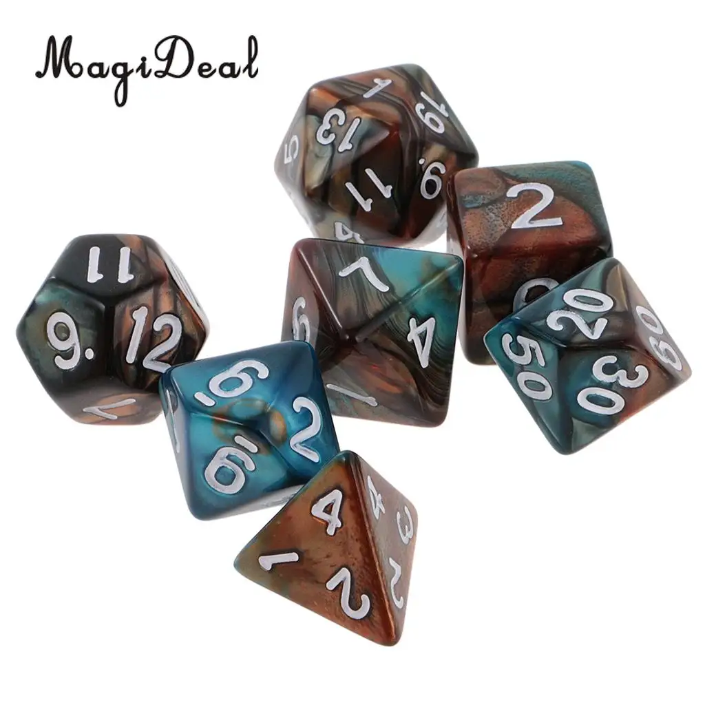 MagiDeal 7Pcs/Lot Acrylic Polyhedral Dice 16mm for Dungeons and Dragons Table Games Family Party Club Bar Funny Toys 6 Colors