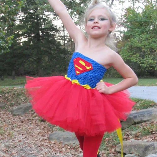 Детское платье-пачка с Бэтменом для девочек костюм супергероя на Хэллоуин, Рождество, день рождения, костюм Чудо-Женщина Супермен, платье TS089 - Цвет: Superman2