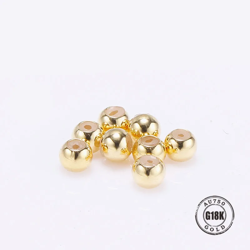

AU750 Genuine 18k golden silica gel positioning bead bracelet necklace with beads free adjustment ball For Jewelry making