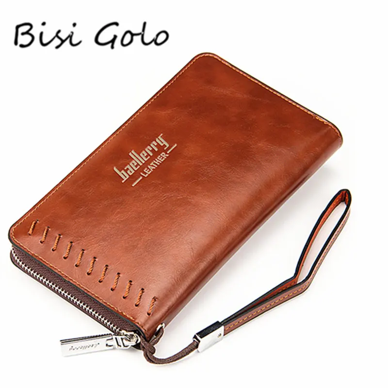 BISI GORO Men Wallets Purse Fashion Credit Card Holder Money Bag Leather Clutch Wallet Male Wrist Strap Passport | Багаж и сумки