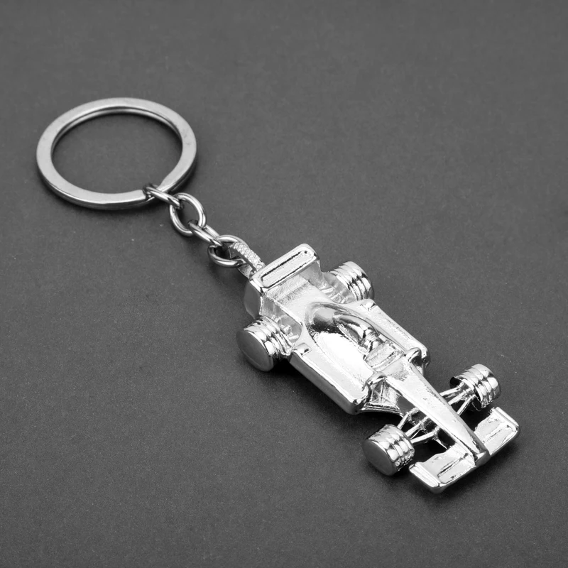 MQCHUN 1PCS Racing Key Chain Silver Alloy Full Wheel Car Key Chain F1