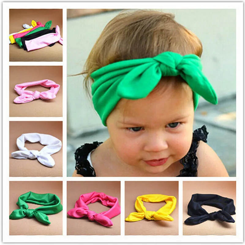 

15 Colors Baby Toddler Sweet Girls Kids Bow Hairband Turban Knot Rabbit Headband Headwear newborn baby accessories photography