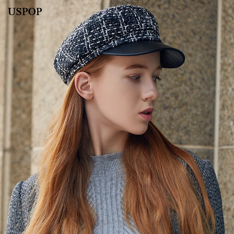 USPOP 2019 горячие для женщин Весенняя шляпа Мода Смешанные Цвет плед кепка газетчика