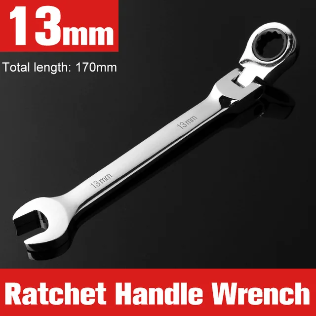 6-24mm Flexible Head Combination Ratchet Wrench Dual-use Ratchet Wrench tools - Цвет: 13mm