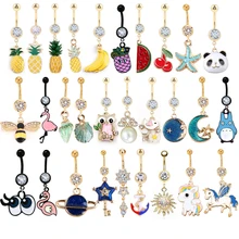 1 шт. Стразы Золотой живота боты кольцо пупка Пирсинг 14G мотаться пупок колец хирургические Нержавеющая сталь модных аксессуаров