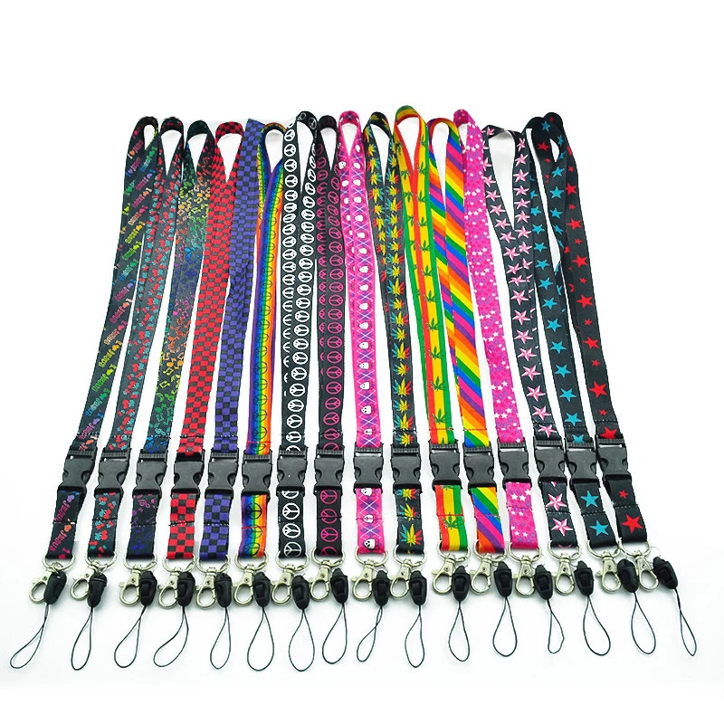 

Free Shipping 48pc/lot Wholesale Min 28 Fashion Novelty Designs Mix Polyester Lanyard Mobile Phone Neck Chain ID Badge Holder