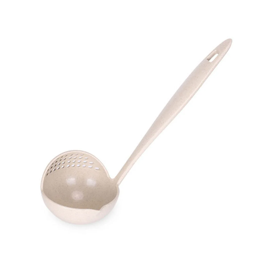 

2 in 1 Long Handle Soup Spoon Home Strainer Cooking Colander Kitchen Scoop Plastic Ladle Tableware 1pcs