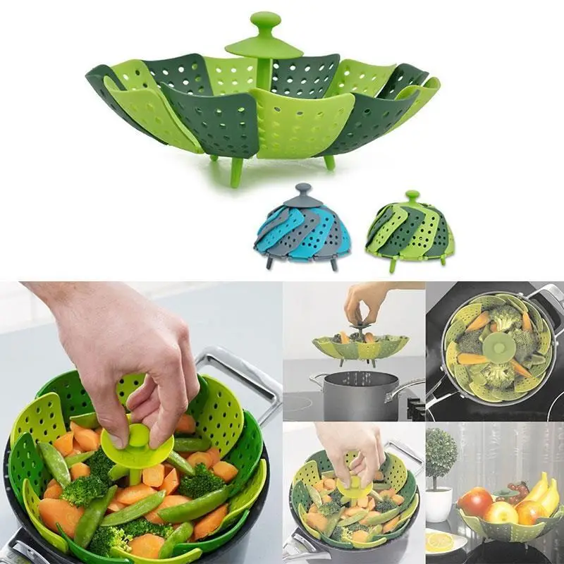 

Nylon Silicone Folding Steamer Basket Non-scratch Food Cooking Steamer Fruit Vegetable Basket