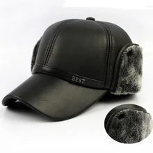 HT647 теплая зима кожа мех бейсбольная Кепка ухо-Protect Кепка snapback шляпа для женщин высокое качество зимние шапки для мужчин сплошной русский головной убор