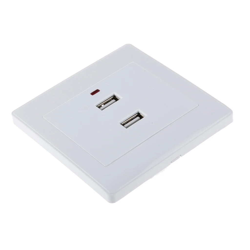 Dual USB Electric Wall Socket Charger AC Power Outlet Plate Panel Station Plug White