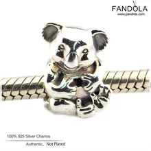 Подлинное 925 пробы шарма стерлингового серебра Красивая коала животных Шарм бусины для изготовления ювелирных изделий Подходит браслет с шармами Berloque(брелоков