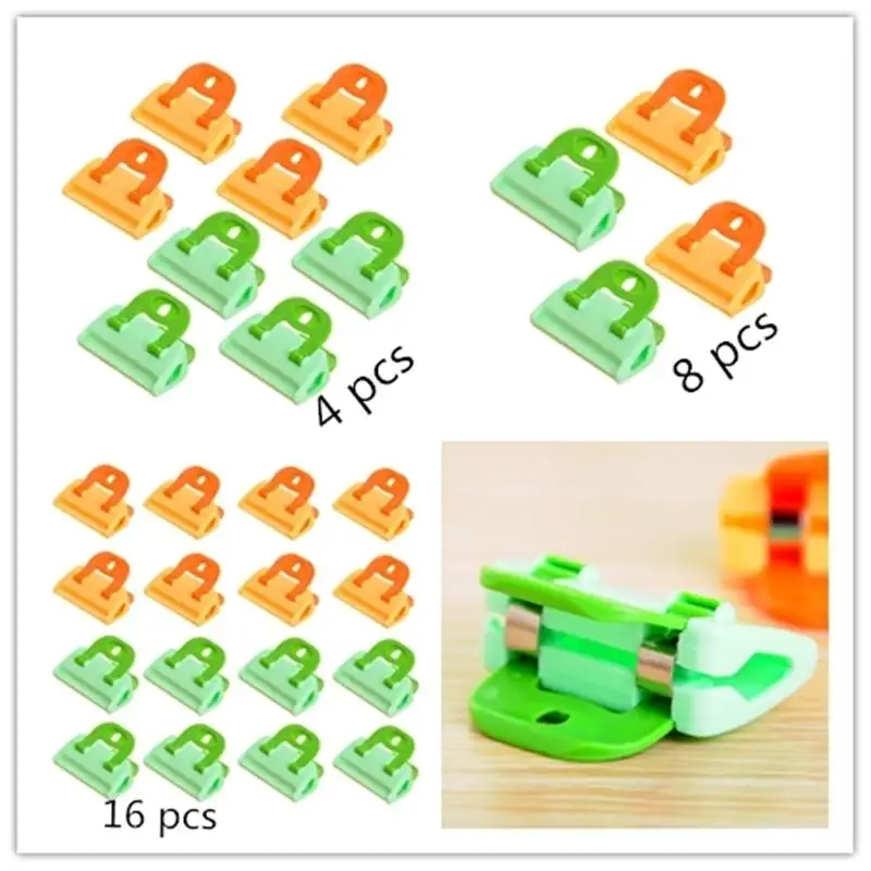 OUNONA 8pcs Plastic Portable ABS Practical Food Sealing Very Strong Clamp Clip Powder Food Package Bag Clip 3