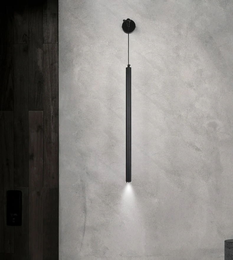 Скандинавский светодиодный настенный светильник креативная личность прикроватная тумбочка для спальни цилиндрическая черная трубка для коридора декоративная настенная лампа