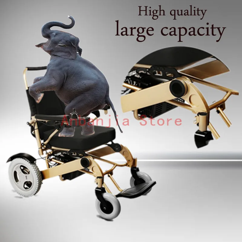 

Gold protable power homeuse electric wheelchair with lithium battery for distable,elderly people