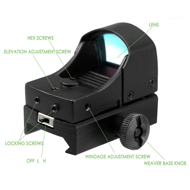 

Adjustable Brightness Windage Compensation Mini Holographic Sight Light Red Dot Scope Laser Hunting Tactical Rifle Scope Optical