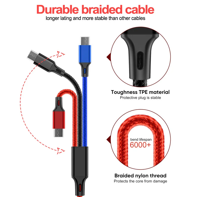 3 в 1, USB кабель, удлинитель, разъем для телефона, зарядное устройство, шнур для сотового телефона, планшета, зарядный кабель, Micro usb type C, кабель для зарядного устройства