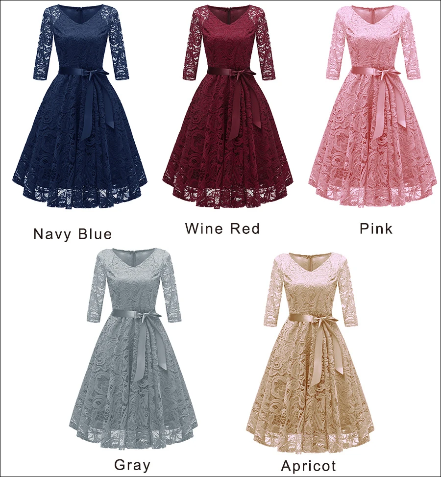 Gladiolus Autumn Women Dress 2018 Long Sleeve V-Neck Belt Tunic Vintage Sexy Hollow Lace Dress Women Evening Party Dresses 2XL (12)