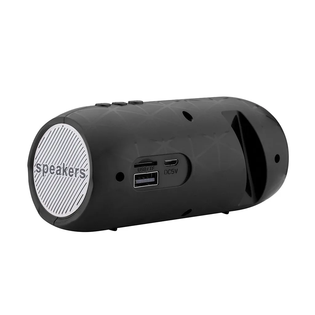 Черный New Portable Wireless Bluetooth Speaker Stereo Sound Bar TF FM Radio Subwoofer Column Speakers for Computer Phones#T2 - Цвет: Черный