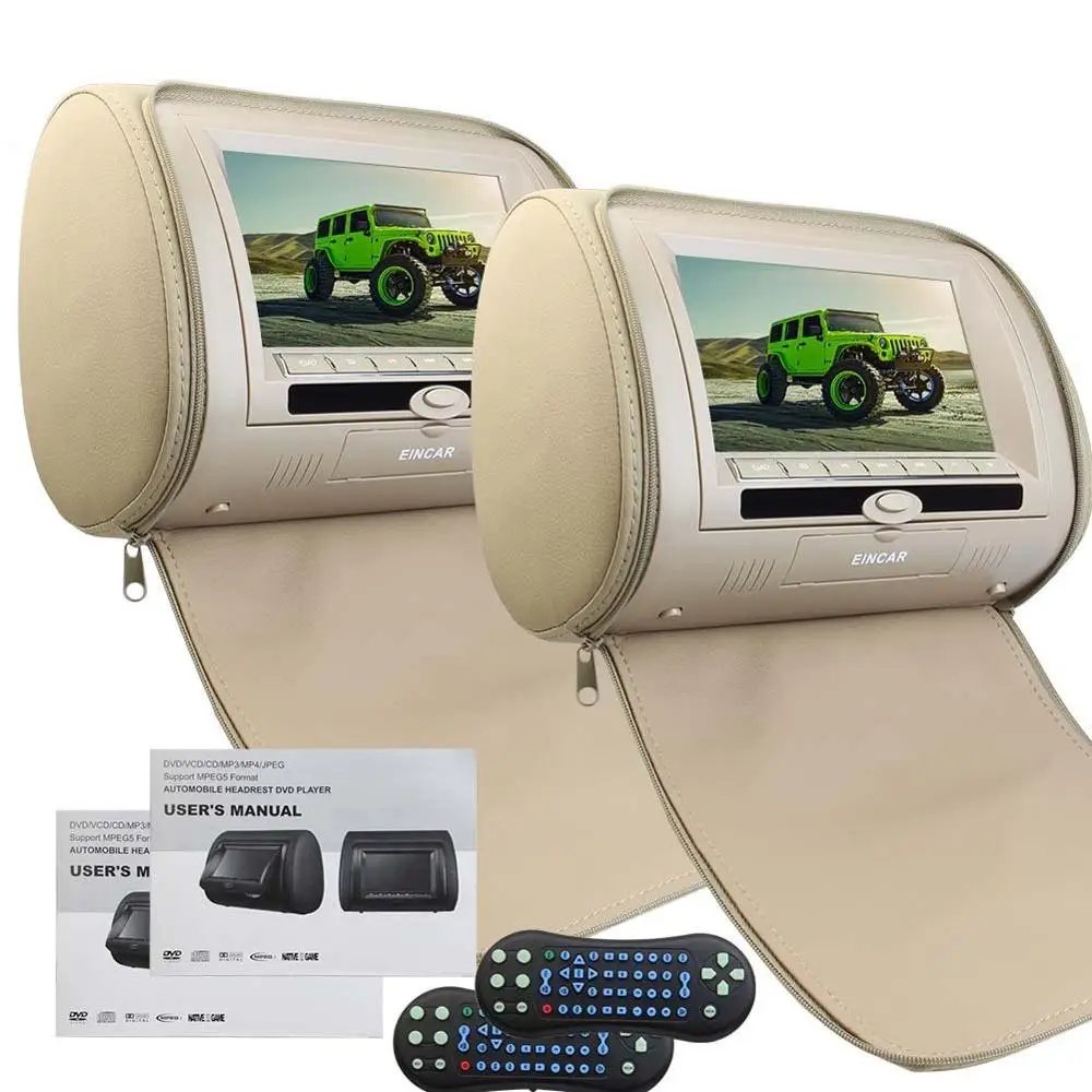

2 Car Headrest cd Pillow Monitors DVD player Region Free LCD HD Digital Screen with Infrared&FM Transmitter support 32 Bit games
