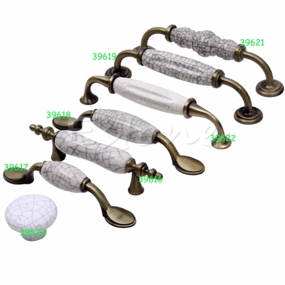 

1 SET Multi Types Antique Ceramic Crack Wardrobe Kitchen Door Drawer Handle Knob good quality