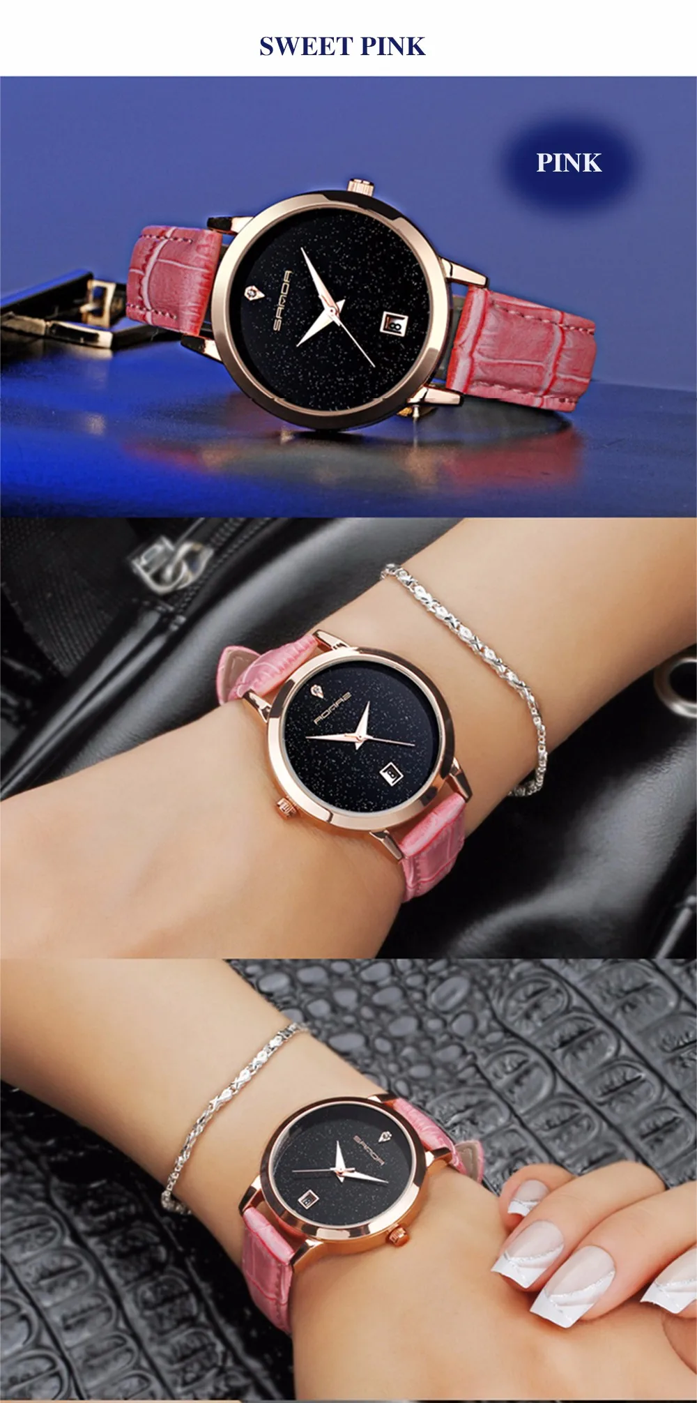 Женские часы SANDA, кварцевые часы, женские нарядные часы, женские модные повседневные водонепроницаемые наручные часы с кожаным браслетом, Montre Femme