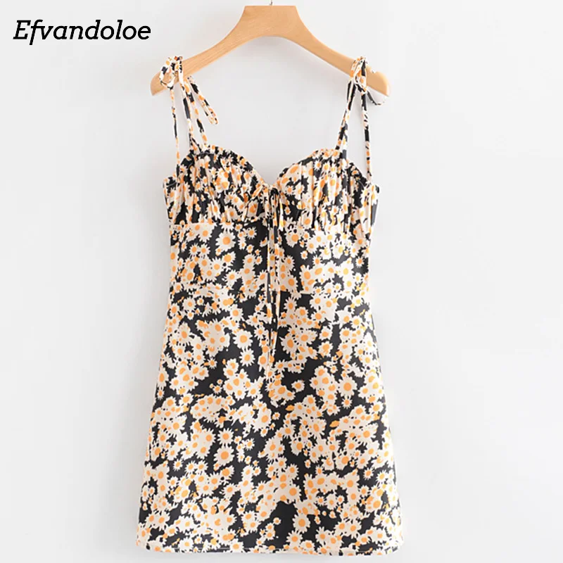 

Efvandoloe Sunflower Dress Women Sexy Chic Bodycon Bandage Mini Club Dresses Summer Beach Wear jurken