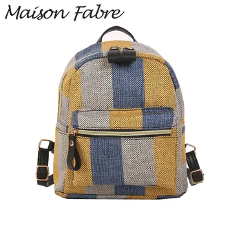 

Maison Fabre bag women canvas backpack travel plaid print girls backpacks for teenage 2019 summer ladies large capacity backpack