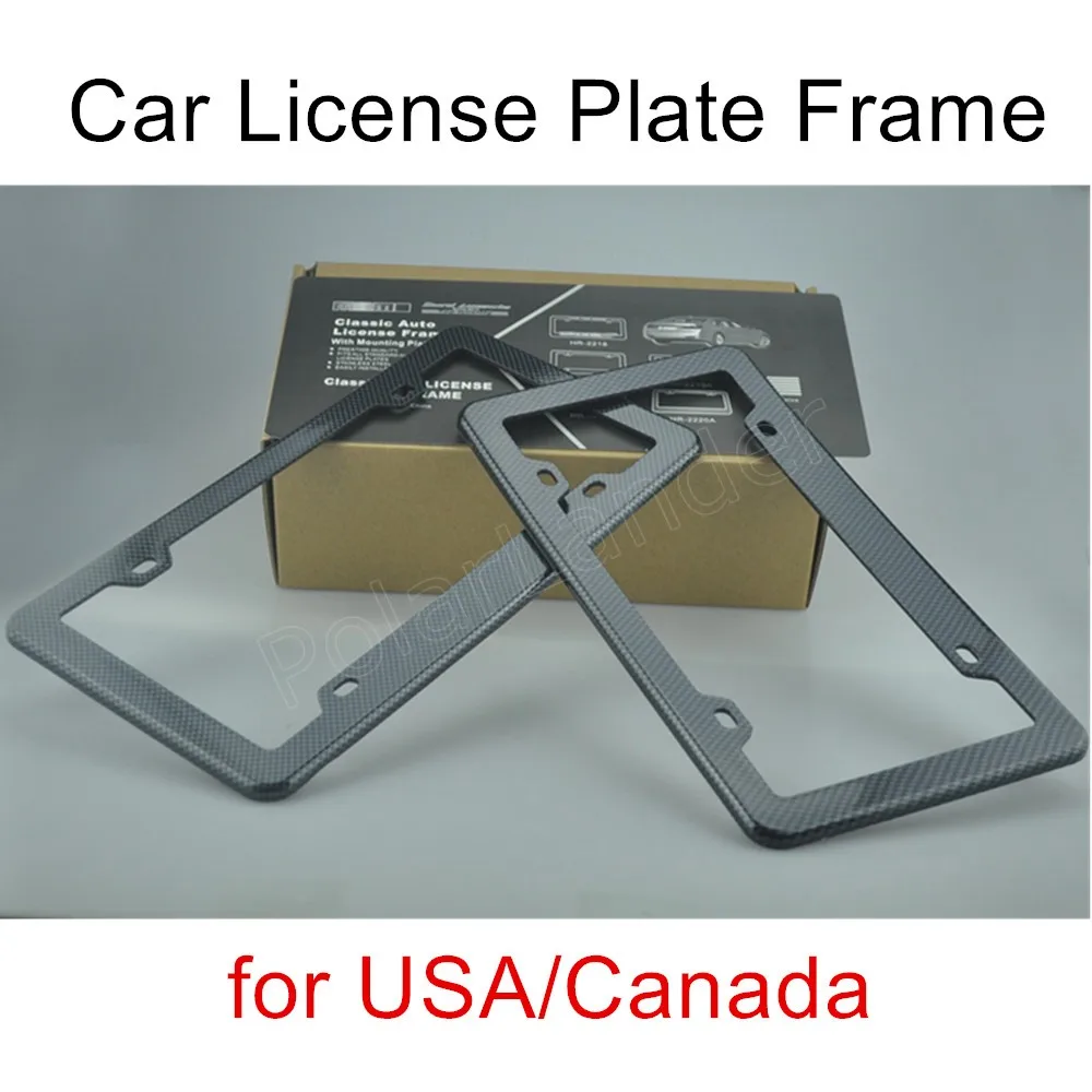 best selling 2 pcs License Plate Frame Black Carbon Fiber Printed Style