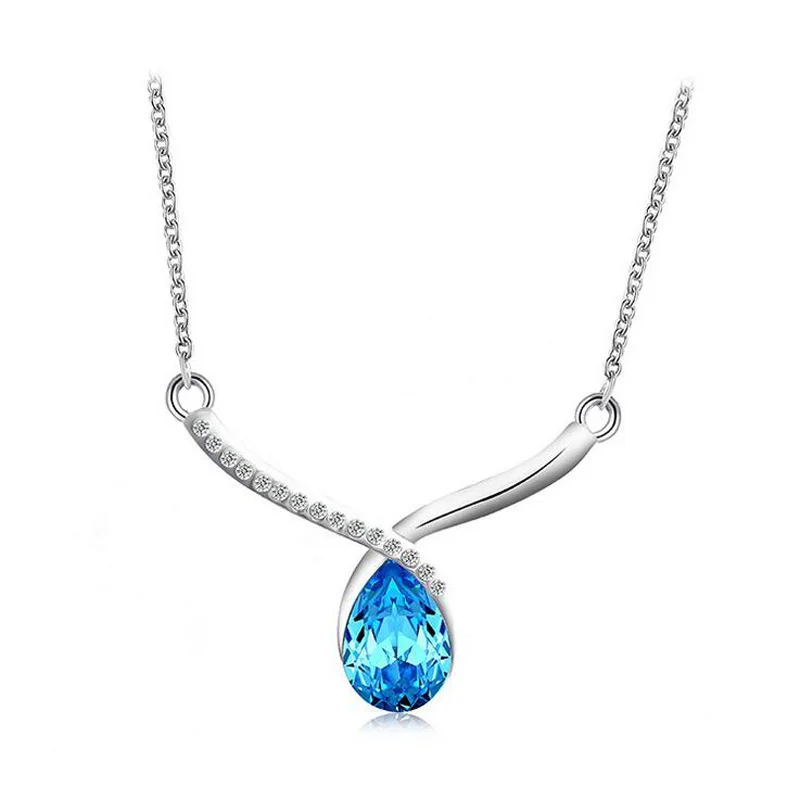 High Quality AAA+ Created Blue Gem Stone Clear Crystal Paved White Gold
