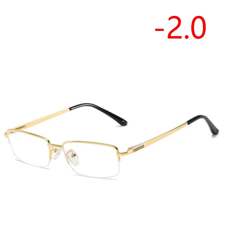 Myopia 200 1,56 асферические линзы полуоправа бизнес очки для близорукости с градусом Ретро Металлические квадратные близорукие очки 0~-4,0 - Цвет оправы: Myopia 200