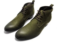 New green black mens ankle boots casual shoes genuine leather outdoor shoes mens autumn shoes free