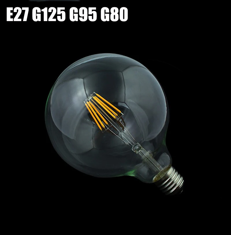 

1x New E27 LED Filament Light Glass Dimmable Bulb Lamps 230V 220V 4W - 8W 360 Degree Retro Lamp Lighting Edison G125 G95 G80