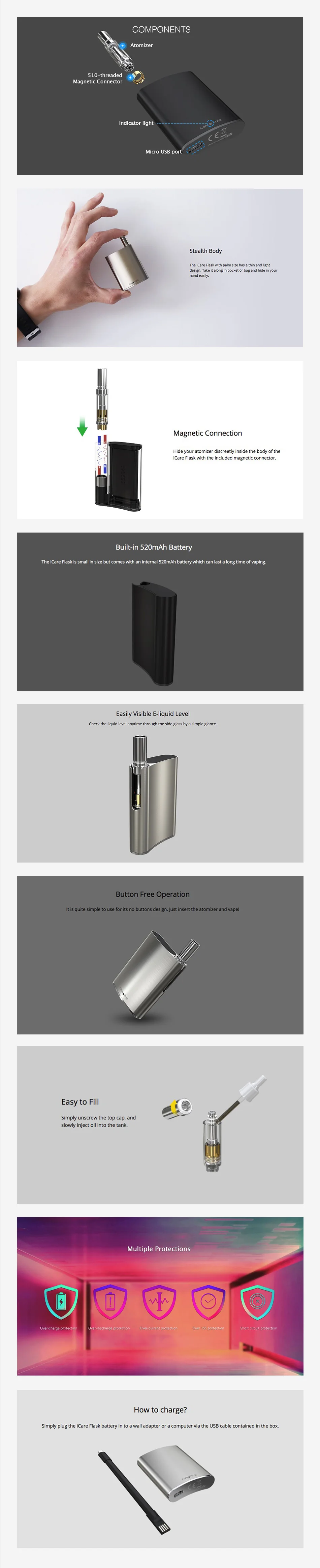 Eleaf iCare Flask Kit 520mAh